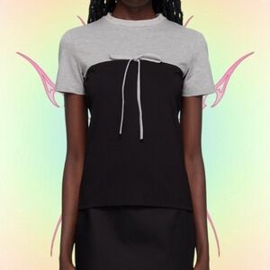 Fidan Novruzova Black Bow T-Shirt in Grey